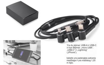 6 viename USB kabelis 